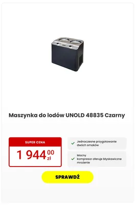 Maszynka do lodów UNOLD 48835 Czarny promocja w Media Expert