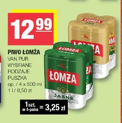Piwo Łomża Pils 4-pak promocja w SPAR