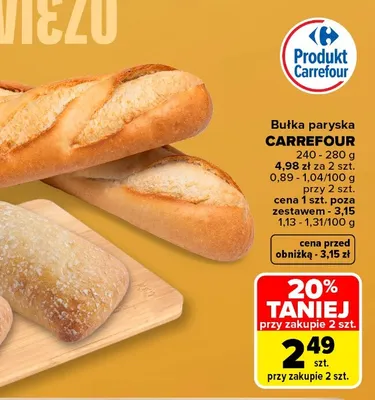 Bułka paryska Carrefour promocja w Carrefour