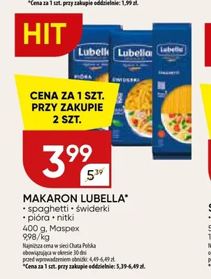 Makaron Lubella pióra promocja w Chata Polska