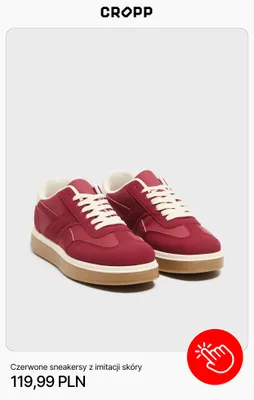 Czerwone sneakersy z imitacji skóry Cropp promocja w Cropp
