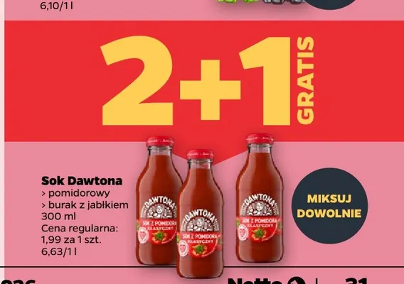Sok Dawtona pomidorowy promocja w Netto