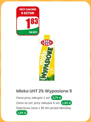 Mleko UHT 2% Wypasione Mlekovita promocja w Dino