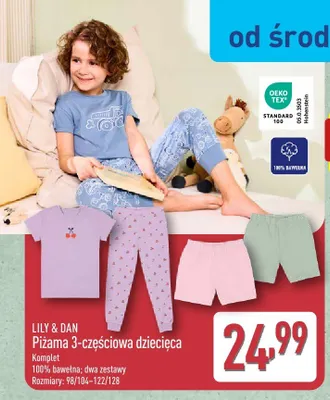 Piżama dziecięca 3-częściowa Lily & Dan promocja w Aldi