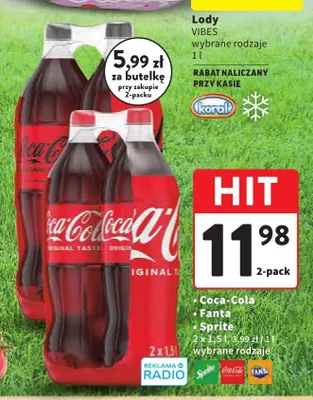 Napój gazowany Coca-Cola 2-pak 1,5 l promocja w Intermarche