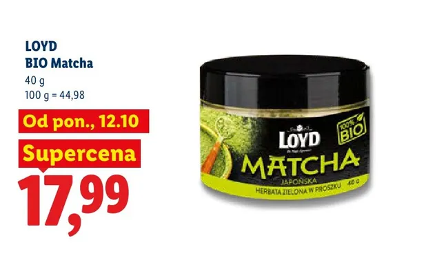 BIO Matcha Loyd promocja w Lidl