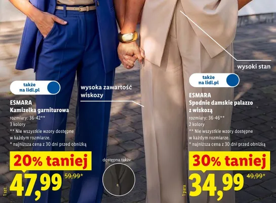 Spodnie damskie palazzo z wiskozą Esmara rozmiary 36-46 2 kolory wysoki stan promocja w Lidl