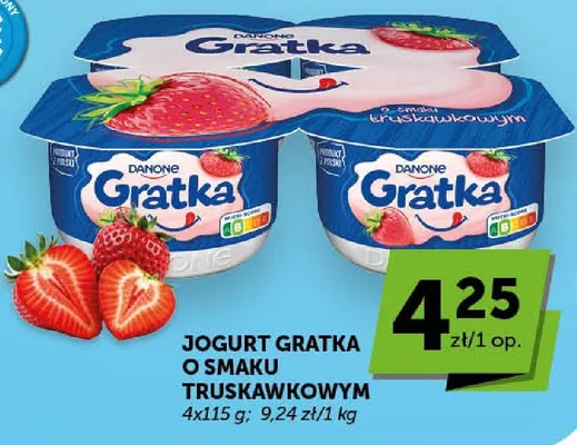 Jogurt Gratka o smaku truskawkowym promocja w Groszek