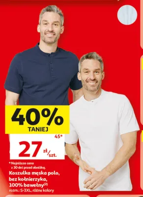 Koszulka męska polo bez kołnierzyka Inextenso promocja w Auchan