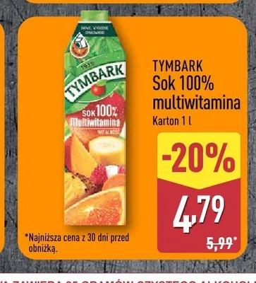 Sok 100% multiwitamina TYMBARK promocja w Aldi