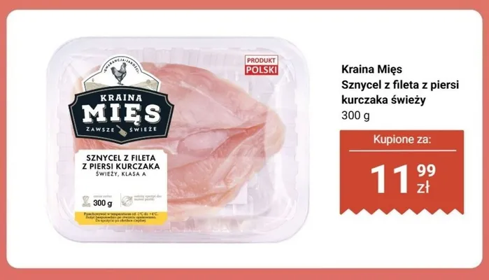Sznycel z fileta z piersi kurczaka świeży Kraina Mięs promocja w Biedronka