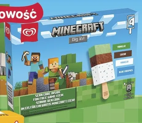 Lody Big Milk Minecraft Dig in! 4-pak promocja w Biedronka
