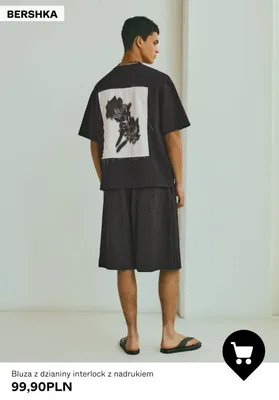 Bluza z dzianiny interlock z nadrukiem Bershka promocja w Bershka