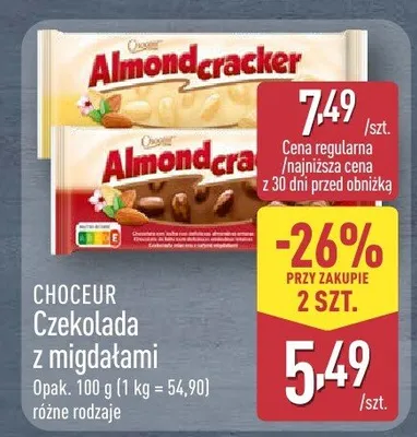 Czekolada z migdałami różne rodzaje promocja w Aldi