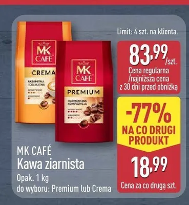 Kawa ziarnista MK Café Crema promocja w Aldi