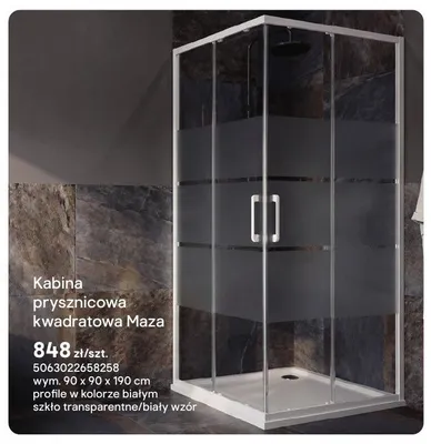 Kabina prysznicowa kwadratowa Maza promocja w Castorama