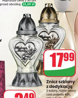 Znicz szklany z dedykacją promocja w Dino