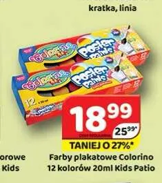Farby plakatowe Colorino 12 kolorów 20 ml Kids Patio promocja w Delfin
