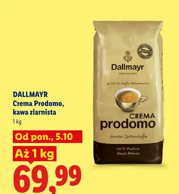 Kawa ziarnista Dallmayr Crema Prodomo promocja w Lidl