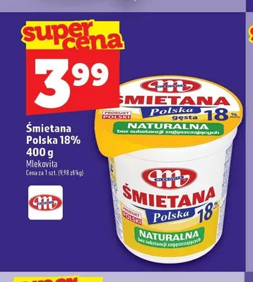 Śmietana Polska 18% Mlekovita promocja w TOPAZ