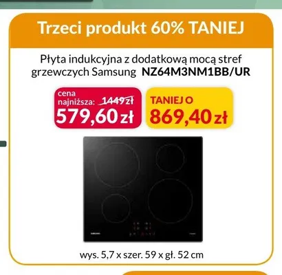 Płyta indukcyjna z dodatkową mocą stref grzewczych Samsung promocja w Salony Agata