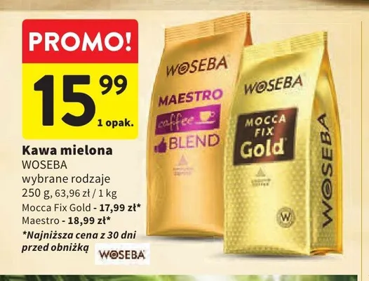 Kawa mielona Woseba Mocca Fix Gold promocja w Intermarche