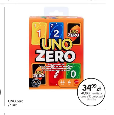 Gra karciana UNO Zero Mattel Games promocja w Empik