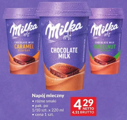 Napój mleczny Milka różne smaki promocja w Makro