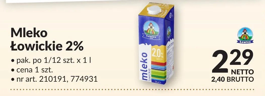 Mleko Łowickie 2% promocja w Makro