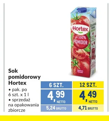 Sok pomidorowy Hortex promocja w Makro
