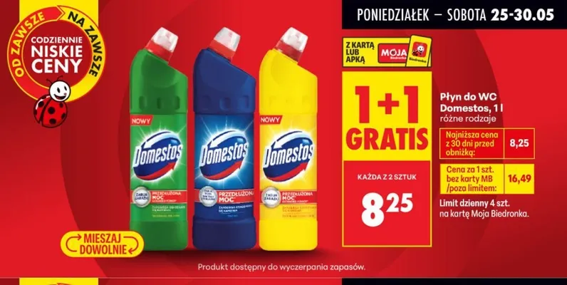 Płyn do WC Domestos zielony promocja w Biedronka