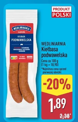 Kiełbasa podwawelska Wędliniarnia promocja w Aldi