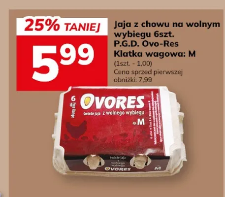 Jaja z chowu na wolnym wybiegu P.G.D. Ovo-Res Klucze, wagowe promocja w Hitpol
