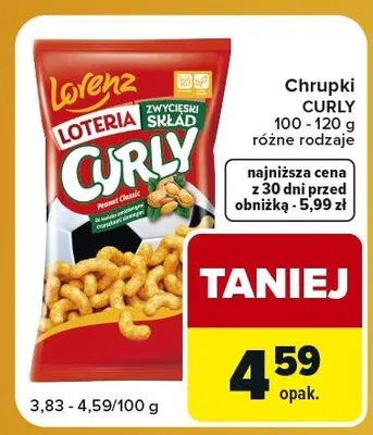 Chrupki Curly Peanut Classic Lorenz promocja w Carrefour Express