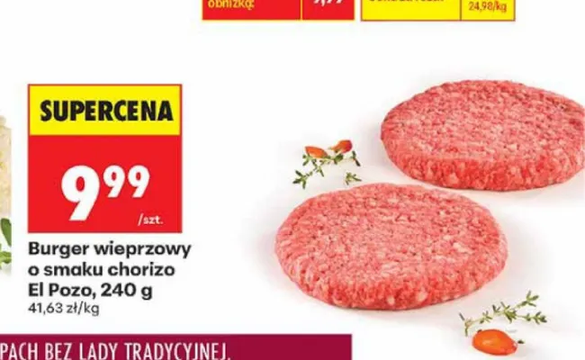 Burger wieprzowy o smaku chorizo El Pozo promocja w Biedronka