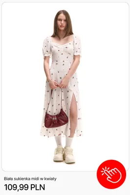 Sukienka damska midi biała w kwiaty Cropp promocja w Cropp