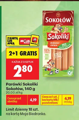 Parówki Sokoliki Sokołów promocja w Biedronka