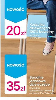 Spodnie jeansowe dziewczęce z wysoką zawartością bawełny promocja w Pepco