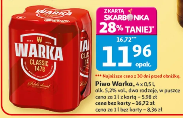 Piwo Warka Classic promocja w Auchan