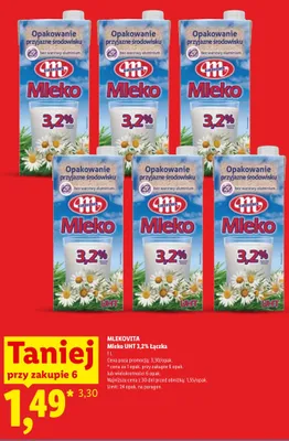Mleko UHT Łączka Mlekovita 3,2% promocja w Lidl