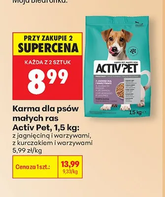 Karma dla psów małych ras Activ Pet z kurczakiem i warzywami promocja w Biedronka