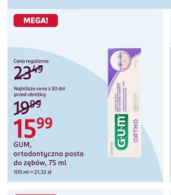 Ortodontyczna pasta do zębów GUM promocja w Rossmann