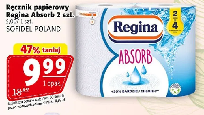 Ręcznik papierowy Regina Absorb 2 szt. promocja w Prim Market