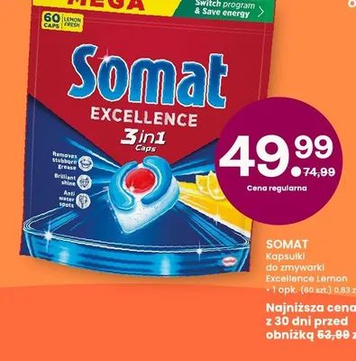 Kapsułki do zmywarki Excellence 3in1 Lemon promocja w Frisco