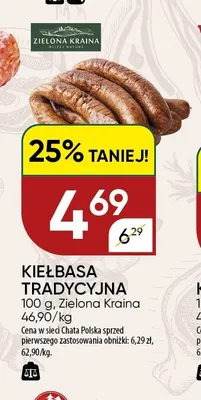 Kiełbasa tradycyjna Zielona Kraina promocja w Chata Polska