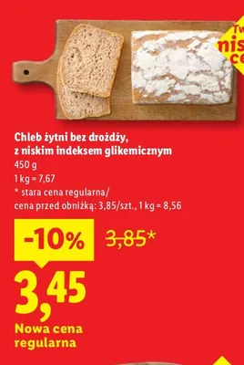 Chleb żytni bez drożdży z niskim indeksem glikemicznym promocja w Lidl