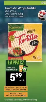 Tortilla Funtastic Wraps Grilled promocja w Delikatesy Centrum