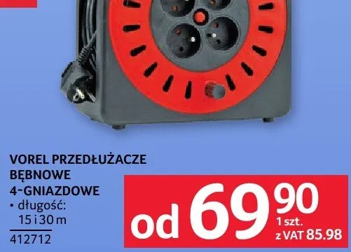 Vorel przedłużacze bębnowe 4-gniazdowe promocja w Selgros