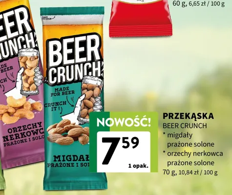 Przekąska Beer Crunch migdały prażone solone promocja w Intermarche