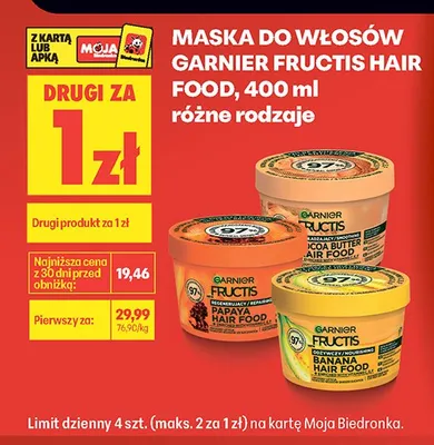 Maska do włosów Garnier Fructis Hair Food Cocoa Butter promocja w Biedronka